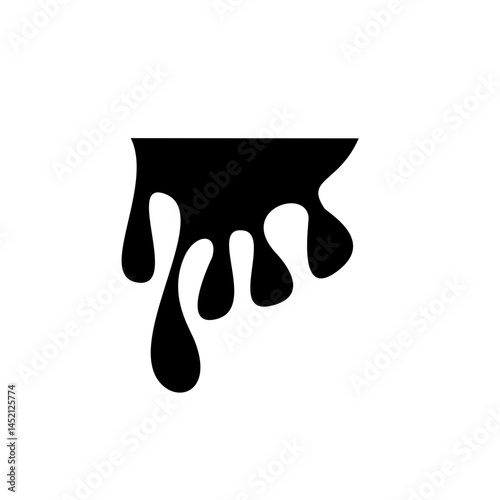 Black dripping oil stain, liquid drop or paint ink vector silhouette