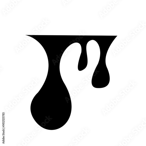 Black dripping oil stain, liquid drop or paint ink vector silhouette
