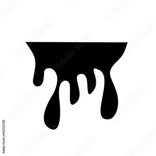 Black dripping oil stain, liquid drop or paint ink vector silhouette