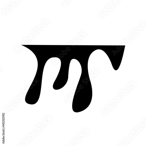 Black dripping oil stain, liquid drop or paint ink vector silhouette