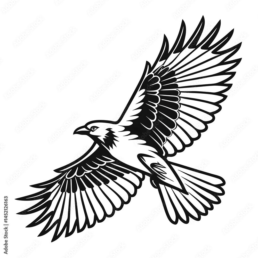 Obraz premium Majestic raven soars gracefully, , a symbol of freedom and wild beauty isolated on white background