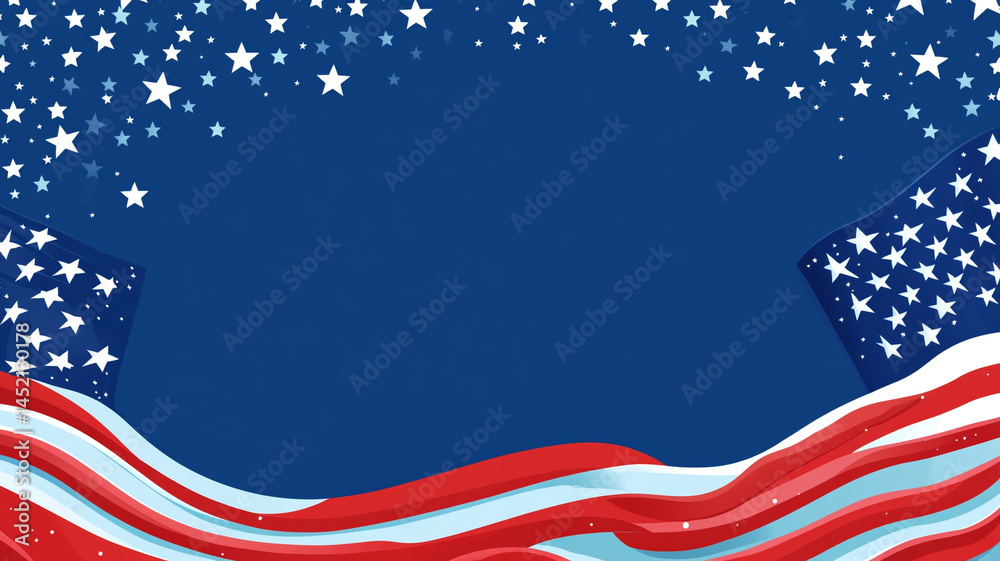Obraz premium American flag waving. Red, white, and blue stars and stripes. Patriotic symbol of the USA.