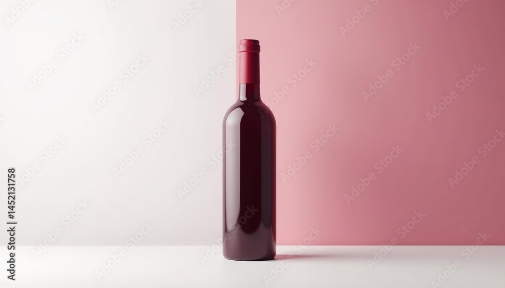 Single red wine bottle, upright, minimalist white backdrop , vintage, dark, object Single red wine bottle, upright, minimalist white backdrop , vintage, dark, object