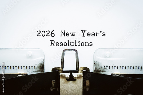 Obraz na płótnie 2026 New Year's Resolutions Typed on Vintage Typewriter w salonie