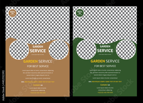 lawn & garden flyer design template service flyer brochure cover Tree and gardening service poster leaflet design.  Lawn care social media post promotion template design.