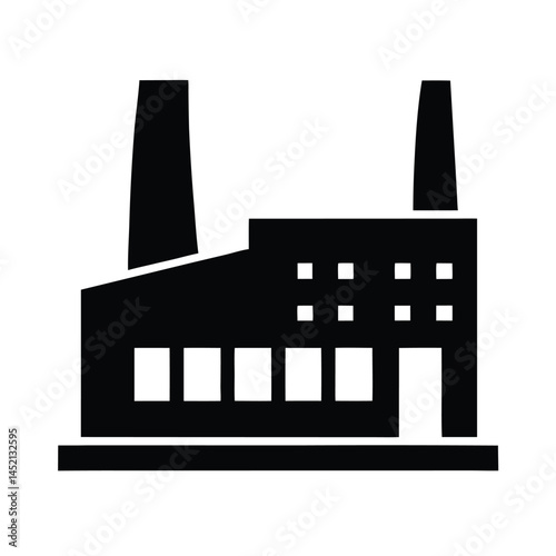 Factory Building Icon Silhouette Vector Illustration