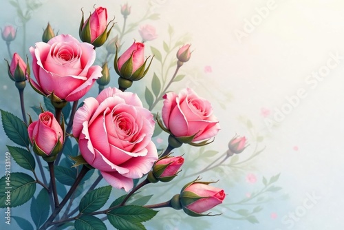 Wallpaper Mural Delicate watercolor rosebuds, densely arranged, feminine, bud Torontodigital.ca