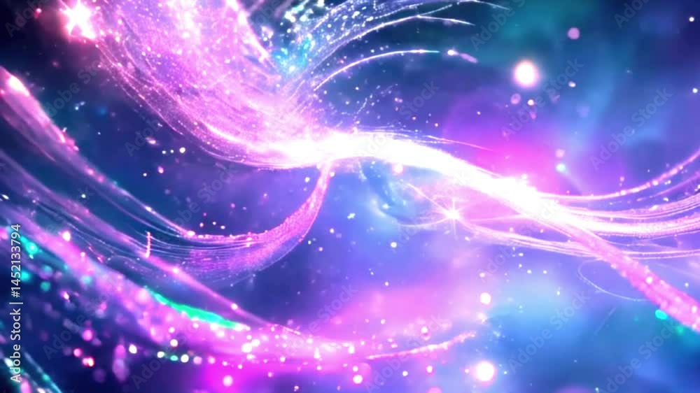 Abstract blue space glows with bright stars, a cosmic design