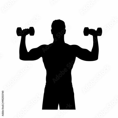 Vector Illustration of a Man Lifting Dumbbells – Symbolizing Strength Training, Fitness, and Healthy Lifestyle