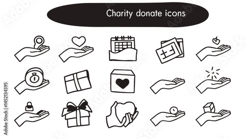 Charity-donate NGO editable stroke icons. Such as Donate, charity, solidarity, trust, social care, NGO, community, helping hands, partnership, and help Vector icons