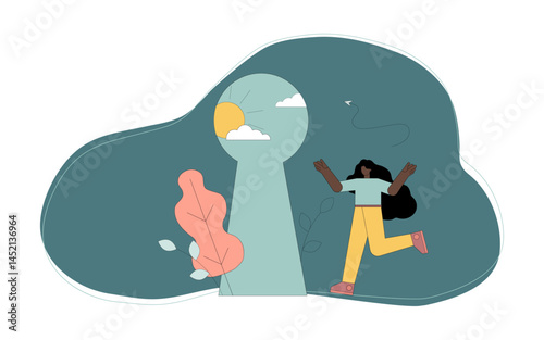 Keyhole. A way out of a stressful situation. A solution to a difficult situation. Self-knowledge.eps