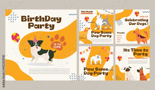 Dog Birthday Party Announcement Invitation Card