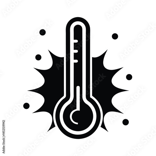 thermometer hot stencil icon silhouette vector illustration