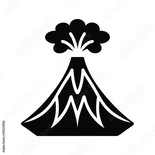 volcano erupting stencil icon silhouette vector illustration