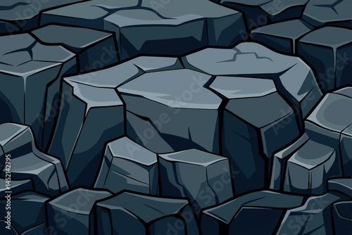 cracked dark stone surface with sharp edges in slate gray, perfect for backgrounds or texturing purposes