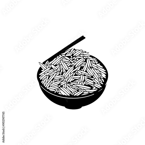 Aromatic grains depicted with bold lines showcasing appetizing dish visuals