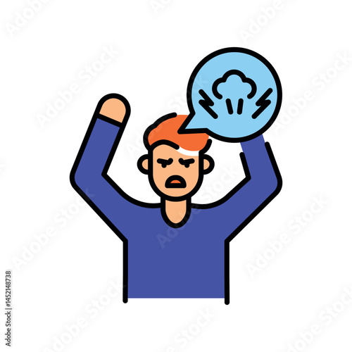 Rage emotion color line icon for digital and print projects.