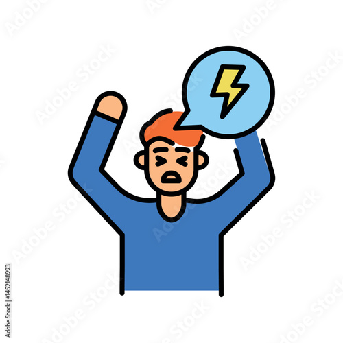 Frustration emotion color line icon for digital and print projects.