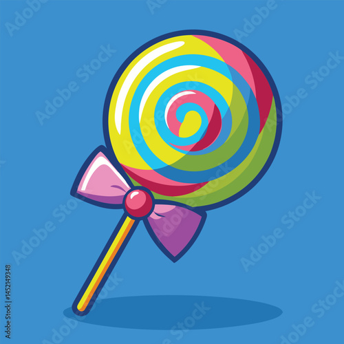 Christmas lollipop, sweet candy on stick with swirls