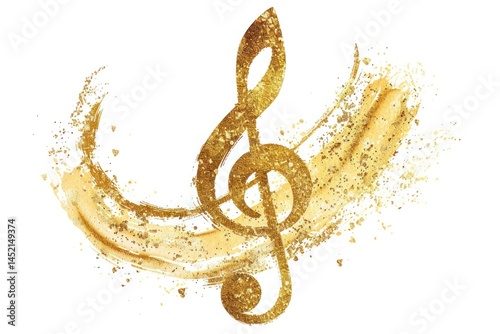 Musical Note Sheet gold music text.