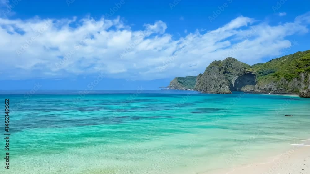 A stunning coastal landscape featuring lush green cliffs alongside clear blue waters. This serene beach offers a perfect getaway for nature lovers and travelers. A stunning coastal landscape featuring lush green cliffs alongside clear blue waters. This serene beach offers a perfect getaway for nature lovers and travelers.
