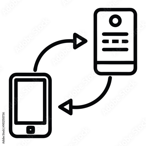 data exchange icon representing transferring information on white background