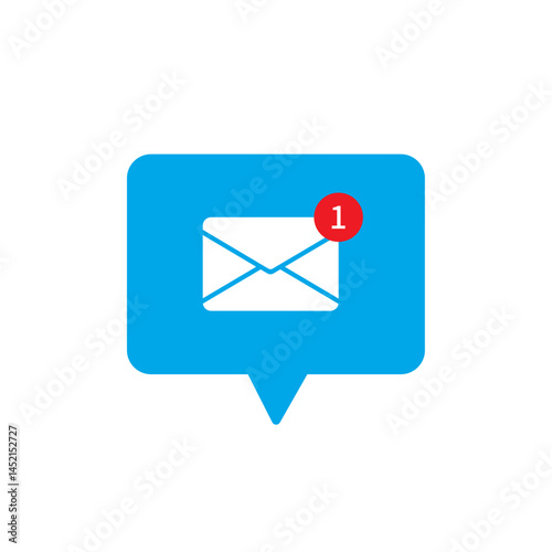 Cartoon blue bubble with email notice. flat simple style trend modern edm e-mail logotype graphic design isolated. concept of you've got mail and full inbox or mailbox buble symbol