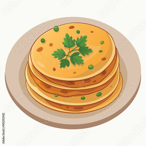 Vector illustration, Chapati, or Indian flatbread, 