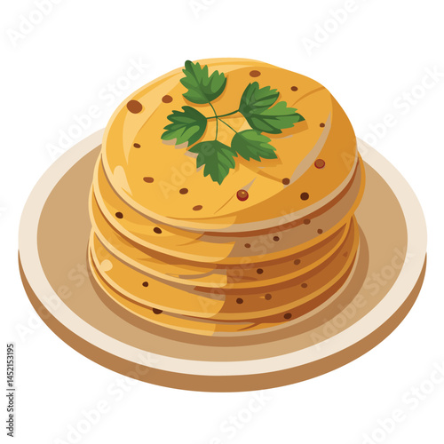 Vector illustration, Chapati, or Indian flatbread, 