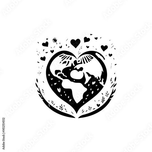 Global affinity: A heart-shaped earth illustration promoting environmental responsibility