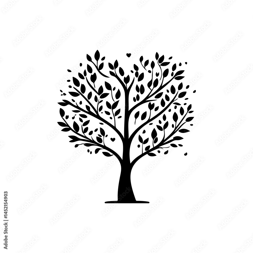 Obraz premium Stylized Tree Silhouette Illustration on White Backdrop for Creative Designs