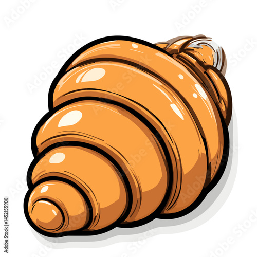 Glossy Orange Spiral Seashell Illustration