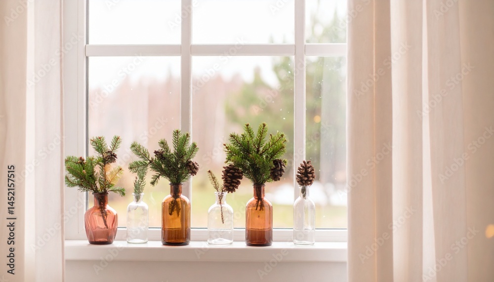 美しい植物を飾った窓辺 美しい植物を飾った窓辺