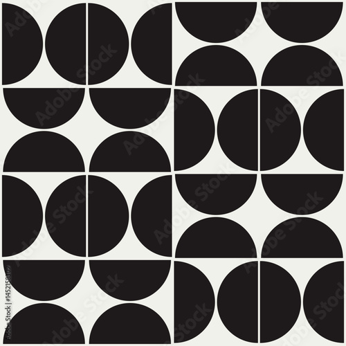 Mid century modern half circles pattern vector. Graphical illustration for a unique wall decor, textiles and interior design.