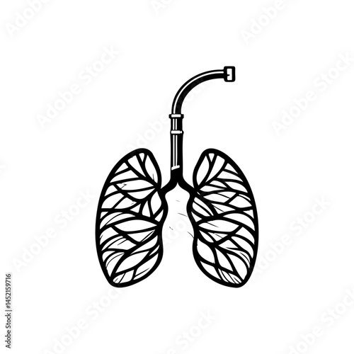 Stylized lungs illustration portraying health and connection to apparatus