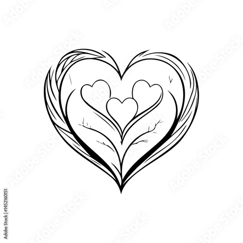Elegant heart drawing adorned with nature-inspired design for graphic projects