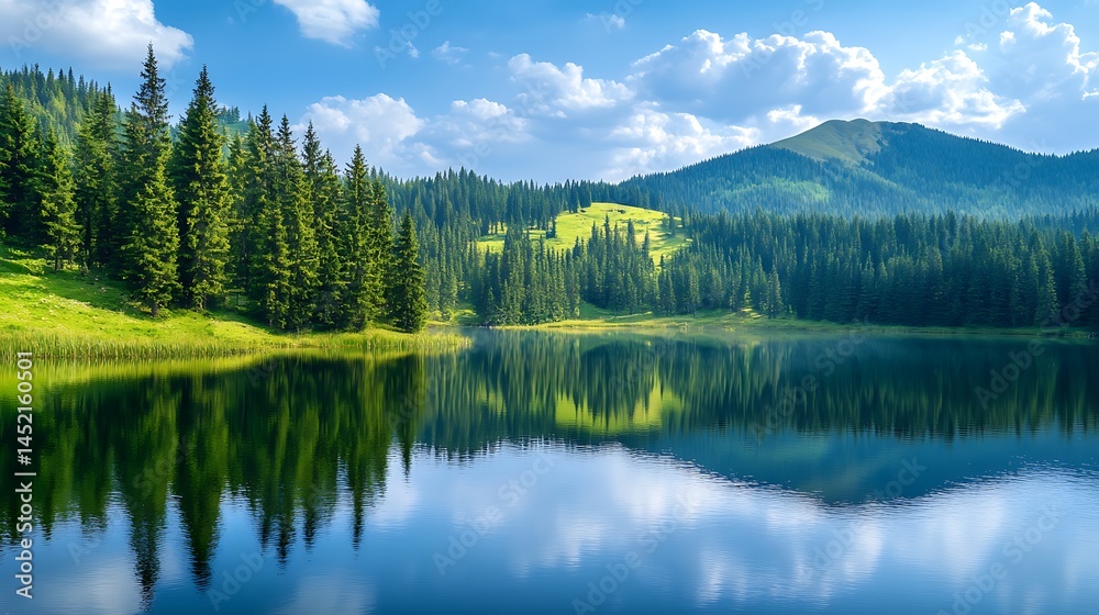 Serene Mountain Lake Reflection: A Picturesque Landscape in Nature Serene Mountain Lake Reflection: A Picturesque Landscape in Nature