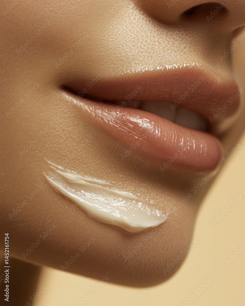 Obraz premium Luxury antiaging cream for smile lines in warm gold