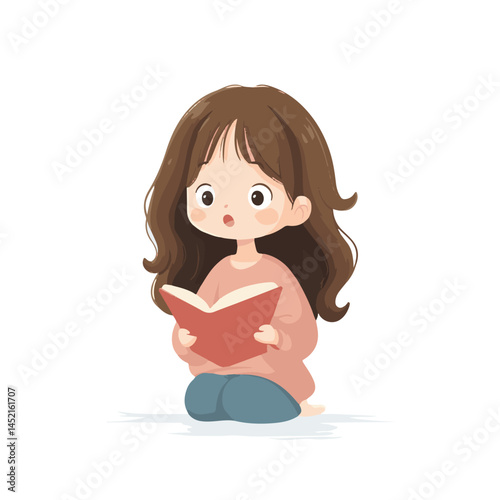 Girl reading a book vector illustration
