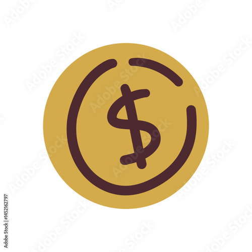 Vector money Icon. Payment system. Coins and Dollar cent Sign isolated on white background. Flat design style. Business concept