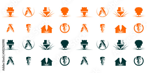laser cutting logo designs, editable laser cutting icons, cnc logo designs, symbols, graphics
