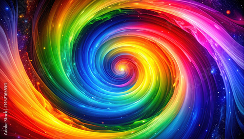 Vibrant Swirling Color Spectrum in Abstract Space Background