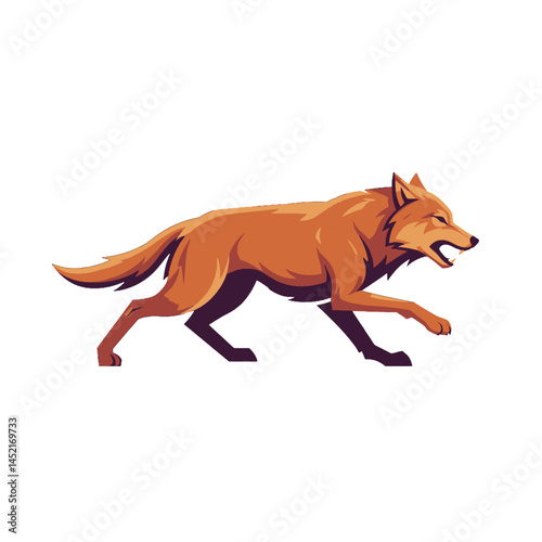 Orange Wolf Running in Profile