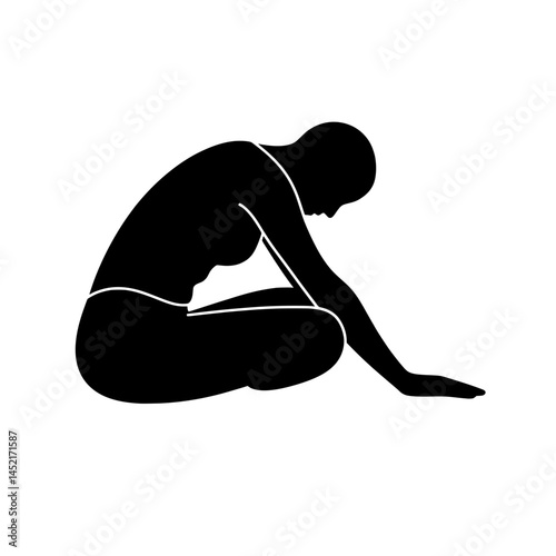 Seated Forward Bend Stretch Silhouette Vector Illustration

