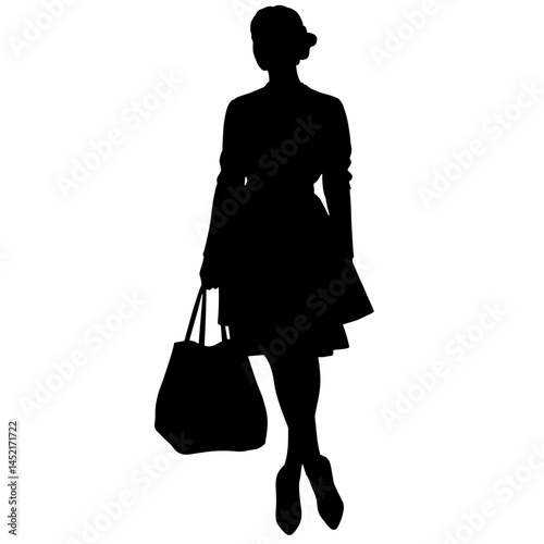Silhouette of woman holding upcycled bag, promoting circular fashion