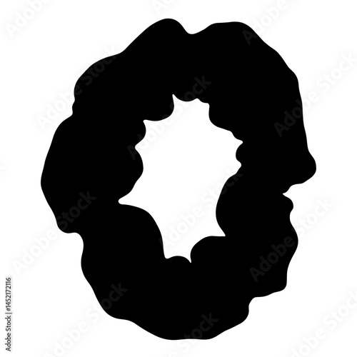 Circular fashion headband silhouette on white background, upcycling concept