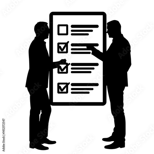 Professionals discussing ESG criteria checklist on visual chart, analytics