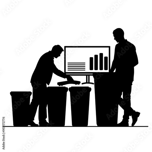 Waste sorting analysis by AI dashboard at work, smart recycling
