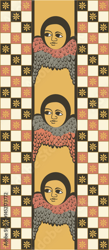 Ethiopian Traditional Church Art – Angel Pattern Wall and Ceiling Decoration