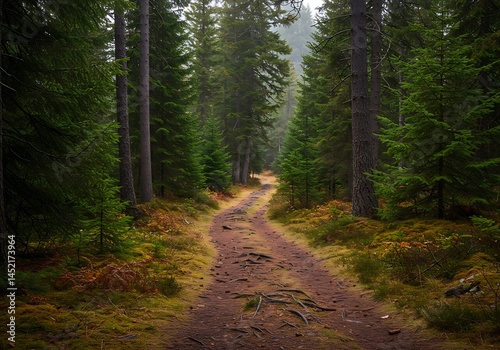 Forest Path: Autumn's Embrace AI Generated
